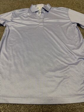 Men's Blue and White Striped Polo Shirt - Classic Collared Knit